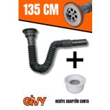 GİVY Aqua Uzun Gri Rakorlu Körüklü Lavabo Sifonu 135 Cm | Esnek Lavabo Gider Hortumu | Mutfak & Banyo