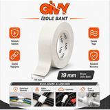 Givy Izole Bant 19 mm x 0,13 mm | Elektrik Izolasyon Bandı - 19 x 0,13 mm - Beyaz