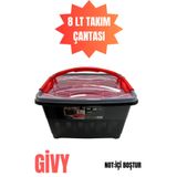 GİVY Polytime 8 Litre Plastik Takım Çantası Kırmızı Siyah | Ev Tipi Çok Amaçlı Düzenleyici Kutu
