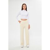 giyadda Kadın Krem Bol Paça Toparlayıcı Bel Sweatpants / Eşofman Altı - 10D-Krem