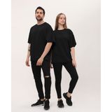 giyadda Unisex Siyah Oversize Bol Kalıp Basic T-Shirt (Sevgili Çift Kombini Tavsiyesi) - 01-Siyah - XL