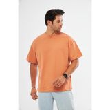 Giyadda Unisex Tarçın Oversize Bol Kalıp T-Shirt (SEVGİLİ ÇİFT KOMBİNİ ÖNERİ) - Kiremit