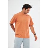 Giyadda Unisex Tarçın Oversize Bol Kalıp T-Shirt (SEVGİLİ ÇİFT KOMBİNİ TAVSİYESİ) - Kiremit