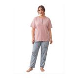 GİYDİNGİYDİN Kadın Kısa Kol Büyük Beden Penye Süprem Pijama Takımı