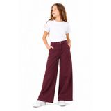 GİYİCEM TEKSTİL Kız Çocuk Street Comfort Geniş Paça Bol Kesim Yüksek Bel Keten Pantolon 2586