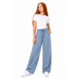 GİYİCEM TEKSTİL Kız Çocuk Street Comfort Geniş Paça Yüksek Bel Jean Pantolon 2241