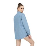 Giyim Buz Mavi Kadın Denim Kot Gömlek Püskül Detaylı Çıtçıtlı Iki Cepli 3286320 Mavi- Buz 40