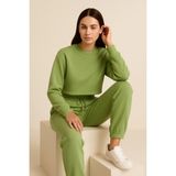 Giyim Dünyası Kadın Paça Lastik Üç Ip Şardonlu Lopez Eşofman Altı Yeşil - XL