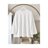 Giyim Gezegeni Beyaz Kadın Tesettür Tunik Penye Bluz Oversize Salaş Uzun Kollu Basic Bisiklet Yaka Tunik