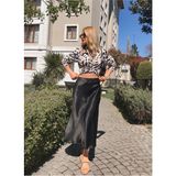 Giyim Odası Siyah Uzun Çan Model Saten Etek 91 cm Beli Lastikli Türkiye Menşeli Rahat Kullanım