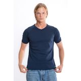 Giyimod Erkek SLIM FIT LACİVERT %100 Pamuk V Yaka Ribana Reglan Kol Tişört S-202