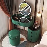 Giyinme Masası Vantity Masa Flip-top Ayna ve Rolling Tabure LED Işıklar Entegre Makyaj, Işıklı Makyaj Makyaj Masası Cam Üstü 3 Renk Aydınlatma Çekmece Depolama Yan Dolap & Chai