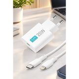Giyitec iPhone 5 6 7 8 x 11 12 13 14 Serisi Gan 25W Pd Hızlı Şarj Adaptörü Usb-C To Lightning Kablo Seti - 20W GaN White