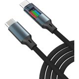 Giyitec Samsung S25, S25ULTRA, S24, S24 Ultra Uyumlu 45W Type-C To Type-C Hızlı Şarj ve Veri Kablosu |led Işıklı | 100 cm Sağlam Fiber Örgü Usb-C Kablo - Siyah