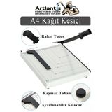 Giyotin Kağıt Kesme Makinesi A4 Metal Kollu Tablalı A5-A4 Ayarlanabilir Sürgülü Paslanmaz Kaliteli