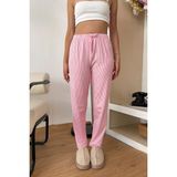 Giysa Kadın Beli Lastikli Çizgili desenli Pijama Altı Pembe - 2059 - Pembe Çizgili