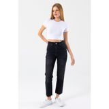 GİYSA Kadın Normal Bel Mom Fit Jean Siyah - 2602