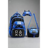 GİYU SHOP Gamer Joistik Desenli Ilkokul Çanta Seti Termal Beslenmeli ve Kalemlikli Erkek Çocuk Okul Çantası Çocuk Sırt Çantası