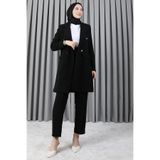 GİYZAMİLA Kadın Tesettür Blazer Ceket Takım Siyah