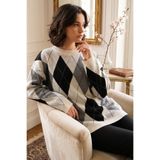 giyze Baklava Desenli Triko Tunik R4508 Gri