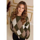 giyze Baklava Desenli Triko Tunik R4508 Haki