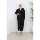giyze Desenli Uzun Merserize Hırka N3257 Siyah