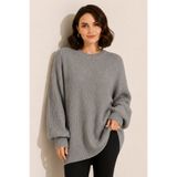 giyze Kendinden Desenli Triko Tunik R4444 Gri