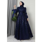 GİZ AGİYİM Betül Tesettür Abiye Lacivert