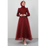 giz astore Alara Tesettür Abiye Bordo