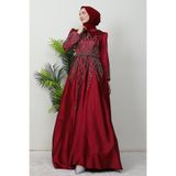 giz astore Alina Tesettür Abiye Bordo