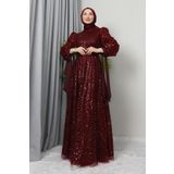 giz astore Betül Tesettür Abiye Bordo