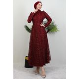 giz astore Eva Simli Tesettür Elbise Bordo