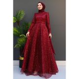 giz astore Simay Tesettür Abiye Bordo