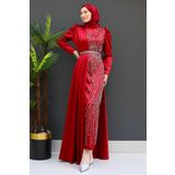 giz astore Yonca Pelerin Abiye Bordo