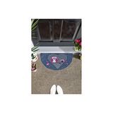 Giz Home Boyalı/megan Kapı Paspası 40x70 Yarımay Gri Baykuş Kalpli Çok Renkli