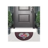 Giz Home Boyalı/megan Kaymaz Taban Kapı Paspası Yarımay 40x75 Kahve Çift Baykuş Çok Renkli