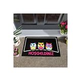 Giz Home Italyan Kokardo Baykuş Kapı Paspası - 40x68 Cm Çok Renkli