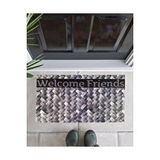 Giz Home Mozaik Kapı Paspası 45x75 Welcome Frıends Örgü Çok Renkli
