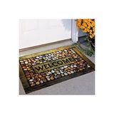 Giz Home Rock ve roll Kapı Paspası 45x75 Welcome Taş Çerçeveli Çok Renkli