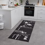 Giz Home Siyah 75x200 cm Joy Mutfak Halısı