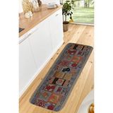 Giz Home Tapetto Mutfak Paspası 50x150 Mavi Objeler Çok Renkli