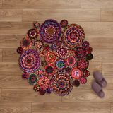 Giz Home Y13 Bolero 120x120 cm Renkli Örgü Halı