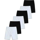 Giza Kids Kız Çocuk Siyah Beyaz Likralı Penye Kısa Tayt 6lı Set Elbise Etek Altı Boxer - 3 - 4 Yaş - Beyaz - Siyah