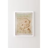 Giza Piramitleri Topografik Haritası - Beyaz Çerçeve, Beyaz, 17 x 23