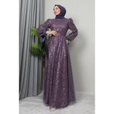 Giza Store Betül Tesettür Abiye Koyu Lila - Renkli - Standart
