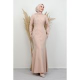 Giza Store Hiranur Tesettür Elbise Krem - 38