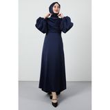 Giza Store Kuyruklu Degaje Elbise Lacivert - 46