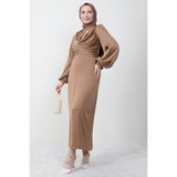 Giza Store Naz Tesettür Abiye Elbise Sütlükahve - 42