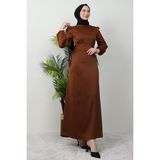 Giza Store Sahra Tesettür Elbise Lacivert - Kahve - 38