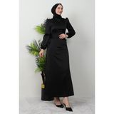 Giza Store Sahra Tesettür Elbise Lacivert - Siyah - 42